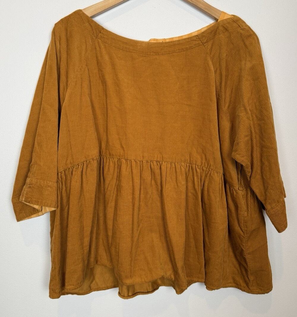 Maeve Maria Corduroy Top Peplum Bottoms On Back Brown Anthropologie Sz Small